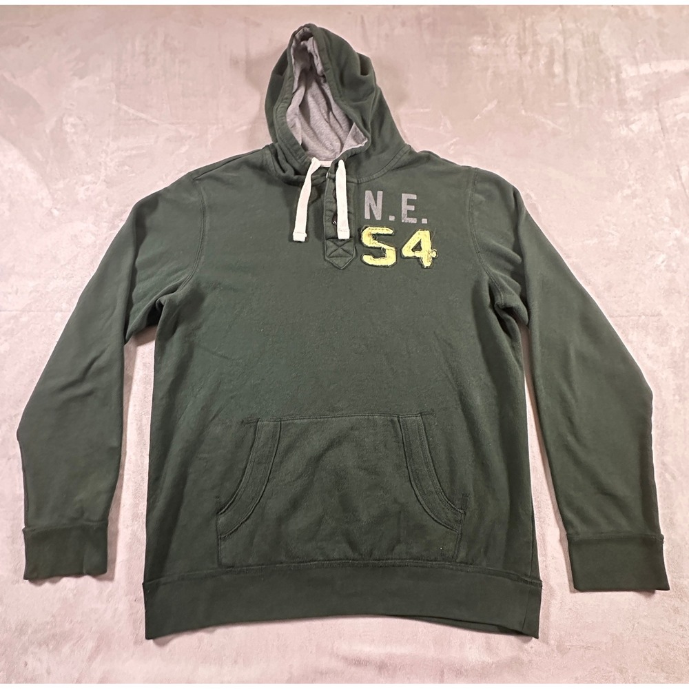 Y2K Urban Pipeline Henley Hoodie Mens Graphic Pullover XL Green